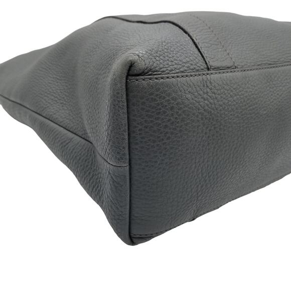 GUCCI Gray Leather Tote Large Bamboo Goldtone Double Strap - Picture 8 of 16